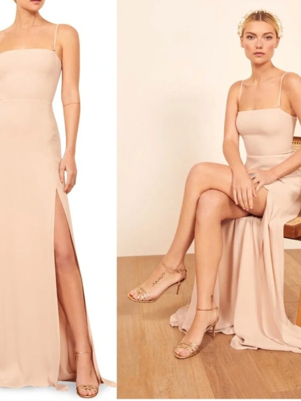 Reformation Ingrid Dress In Champagne Size 6